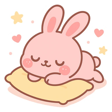 pink bunny sleeping on pillow sticker