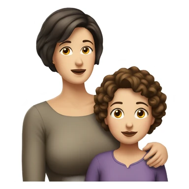 a white plus sized lady with a short haircut hugging her white daughter with dark brown long hair  sticker
