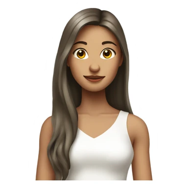 girl in white dress indoors, long hair sticker