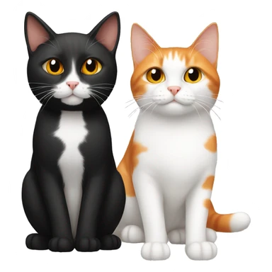 White and black cat with orange and white cat sticker