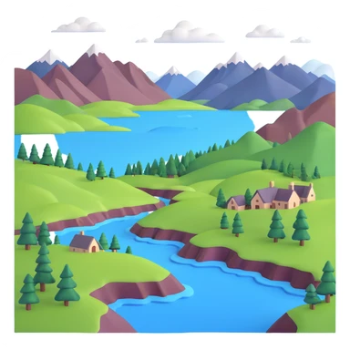 Scottish highlands with mountains sticker