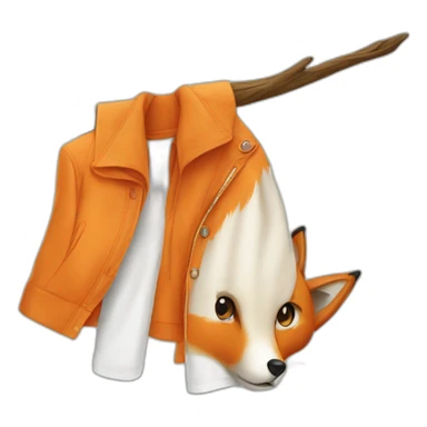 A fox hanging clothes sticker