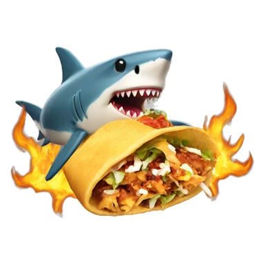 shark eating a taco on fire sticker