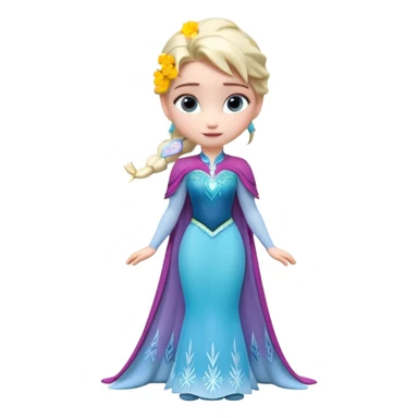 Isolated, breathtakingly vivid and intricately detailed digital illustration of the most incredibly adorable and cute small size Elsa (Frozen) figurine imaginable, toy style. 8000x8000px, smooth clean lines, 3D rendering sticker