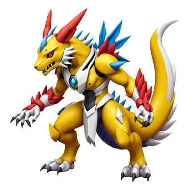 Digitigrade Cool Badass Wargreymon-Renamon-Guilmon-Pokémon-Digimon-Fakémon-fusion-hybrid-creature sticker