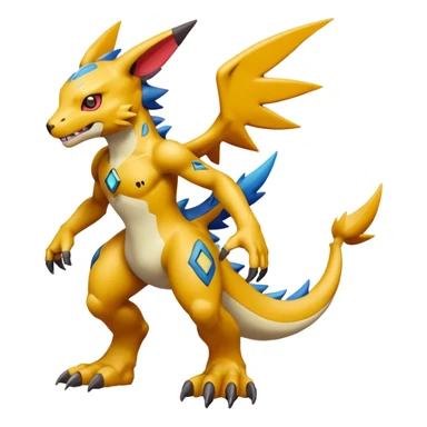 colorful fantasy edgy cool badass cute Digimon-Fakémon, with random markings, full body sticker