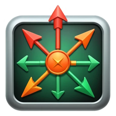 A control system with an arrow that can move between green, orange and red. sticker