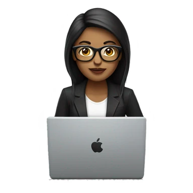 Mujer con lentes y laptop mac sticker