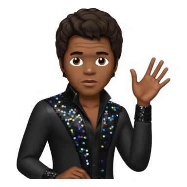 James Brown with dark brown hair, black sequin outfit  sticker