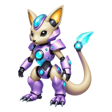 Mechanical Nebulae Pastel Hot Exotic Lush Warm Cute Adorable Colorful Shiny Iridescent Futuristic Modern Cybernetic Protogen-Fakémon-Pokémon-creature-fusion (full body) sticker