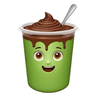 A chocolate yogurt with green packaging sticker