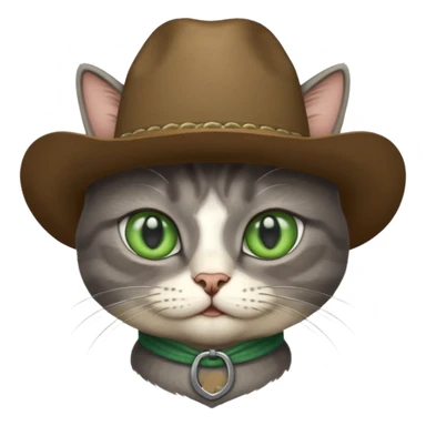 cowboy gray cat with white chin and green eyes sticker