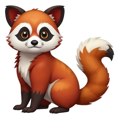 Cute cool white red dark-brown black red-panda-weasel-tanuki-ermine-gryphon-animal hybrid Fakemon full body sticker