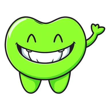 smiling teeth with green braces sticker