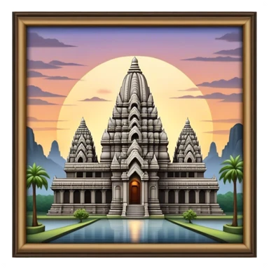Cinematic Realistic Prambanan Temple Landmark Emoji, depicted as an ornate Hindu temple complex rendered with lifelike detail and dramatic, historical lighting. sticker