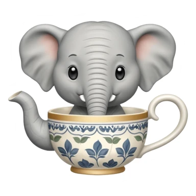 elephant with tea cup sticker