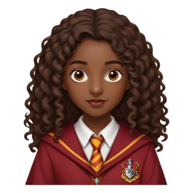 Alicia Spinnet in harry potter, wear hogwarts gryfindor uniform, long, dark, curly or wavy hair, dark skin sticker