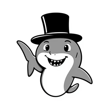 shark wearing a fancy black top hat sticker