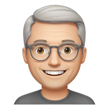 40 yr old pale white man, grey side swept hair, round glasses, big smile, white teeth, handsome sticker