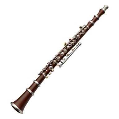 Cinematic Realistic Oboe, slender and elegant dark wood body, silver-plated keys catching soft highlights, delicate reed resting at the top, glowing with refined and classical beauty. sticker