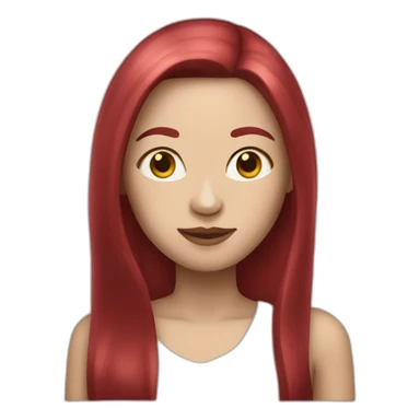woman with long straight ruby hair and white skin sticker