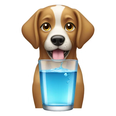 dog with water glass sticker