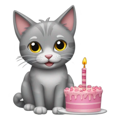 Birthday gray cat sticker