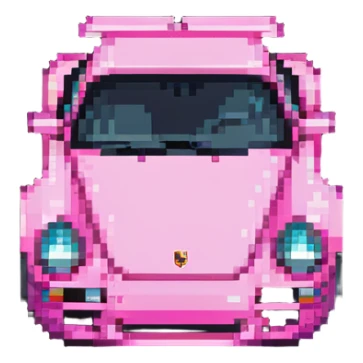 full view of a pink porsche sports car sticker