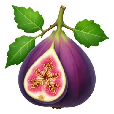 Please create a emoji of a cross-section of a fig with a small leaf sticker