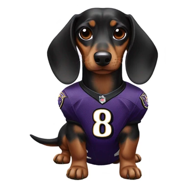 Weiner dog in a ravens jersey sticker