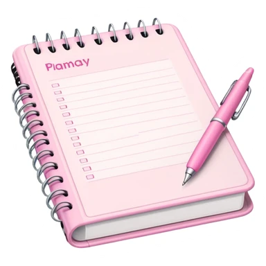 Light Pink Planner open notebook with pink pen sticker