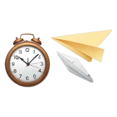 clock and a paper plane sticker