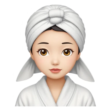 girl aesthetic emoji, asian beautiful make up white Bathrobe + towel Headscarf sticker