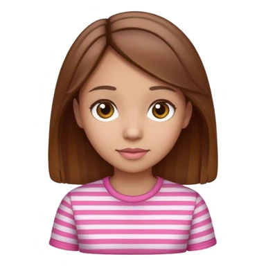 lightskin girl  pink and white striped shirt and brown hair  sticker