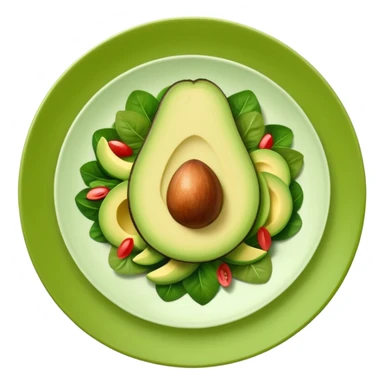 A stylized salad plate in greens or avocado with the hashtag #VogueBody. sticker