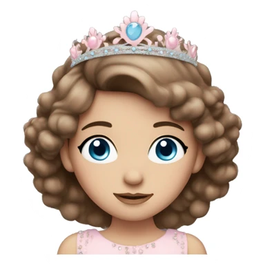 Brown haired blue eyed girl with long eyelashes and pastel pink tiara sticker