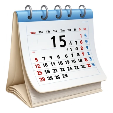 Calendar with marked date showing the 15th, desk calendar with torn pages sticker