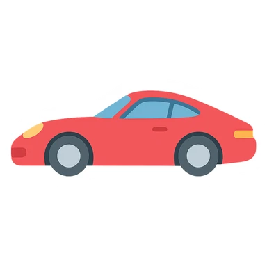 Porsche car, flat color icon, bold shapes, minimal shading, clear outline sticker