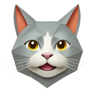 cat smiling origami saumon sticker