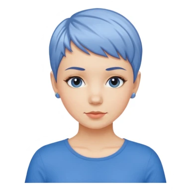 white girl pixie cut and blue shirt sticker