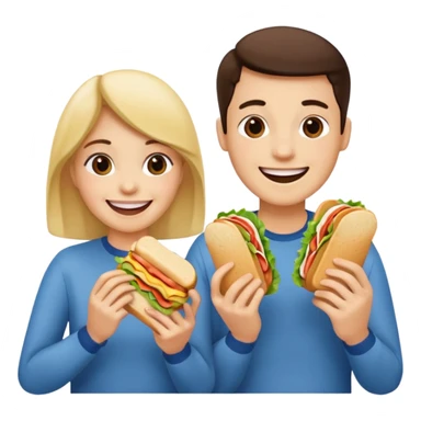 three people eating sandwich sticker