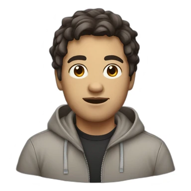 manager messy short dark brown hair in a hoodie sticker