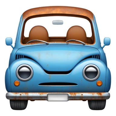 A car with a sad face sticker