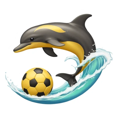 Yellow black dolphin cirkle wave soccerball sticker