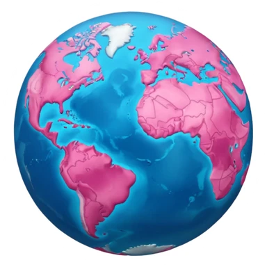 planet earth in apple emoji style with continents in light pink and oceans in hot pink sticker