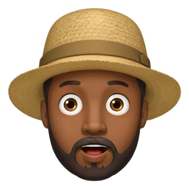 Black male, goatee beard, hat on, surprised facial expression sticker