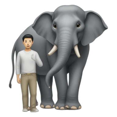 elephant with an asian man next to him sticker