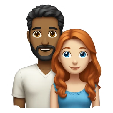 Redhead blue eyed girl and bearded hispanic male couple sticker