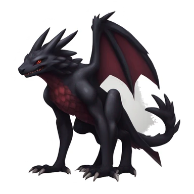 cool edgy black and maroon Dark-type nargacuga Salandite Vernid Sergal Pokémon full body by LiLaiRa, by Falvie sticker
