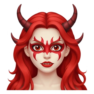 a long-haired red face paint devil girl  sticker